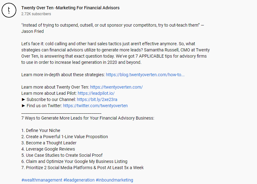 Youtube Video Description for SEO