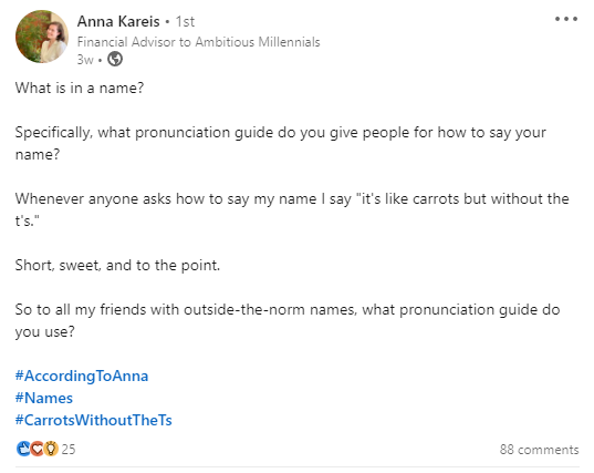 Name pronunciation of Anna on linkedin