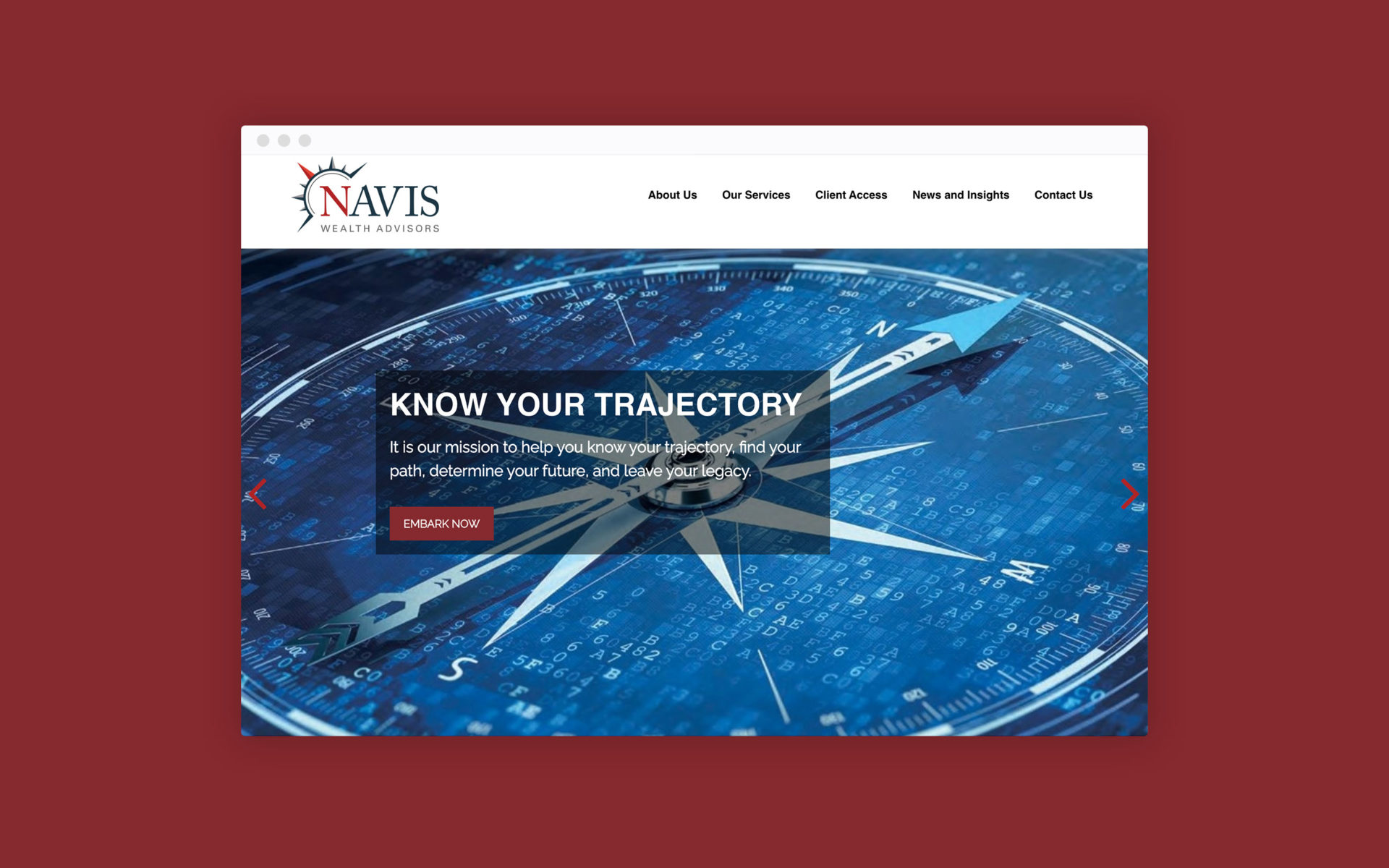 Navis Wealth Advisors Homepage to their site