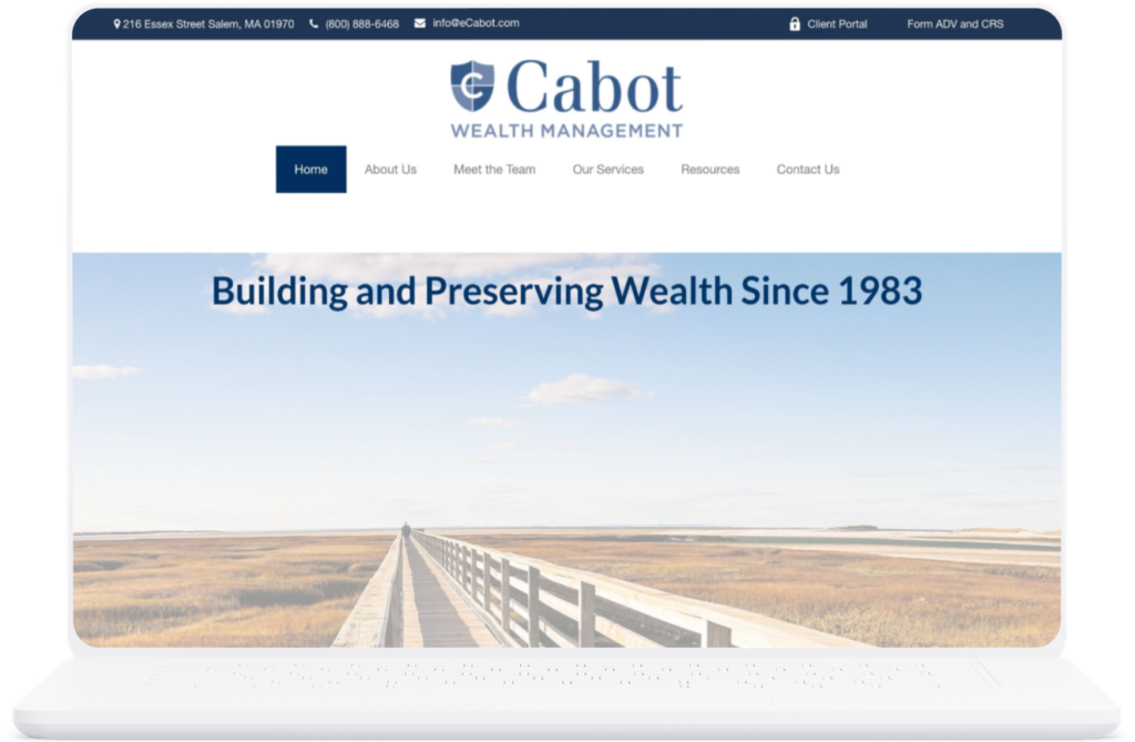 Cabot Wealth Management Financial Advisor Website