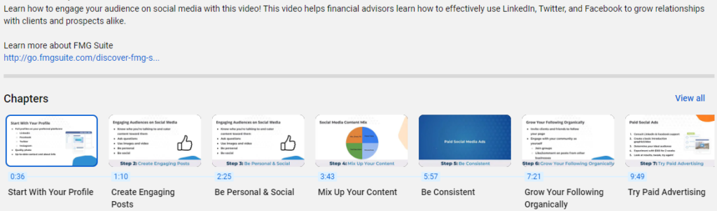 Video description on an FMG video