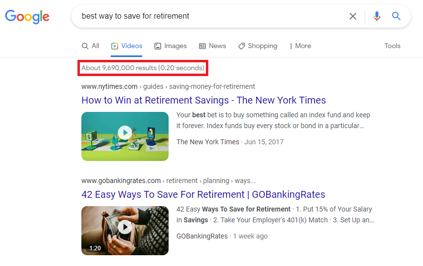 Reverse video search non specific