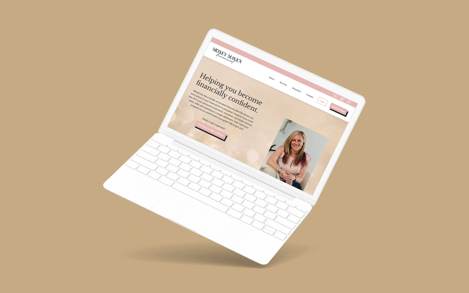 Money Maven Financial Homepage on Laptop