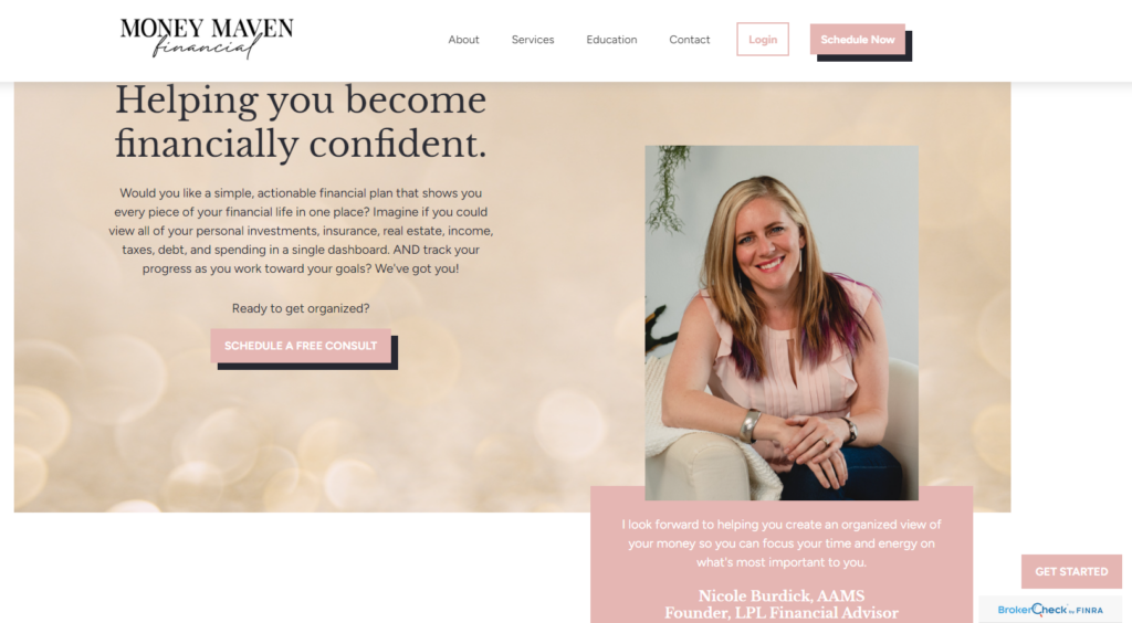 Money Maven financial advisor homepage