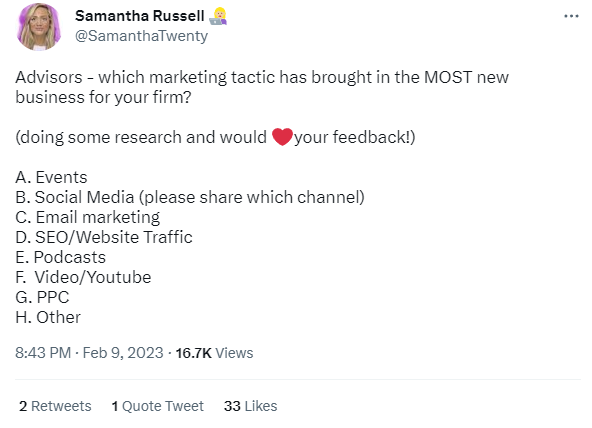 Samantha Russell social media question