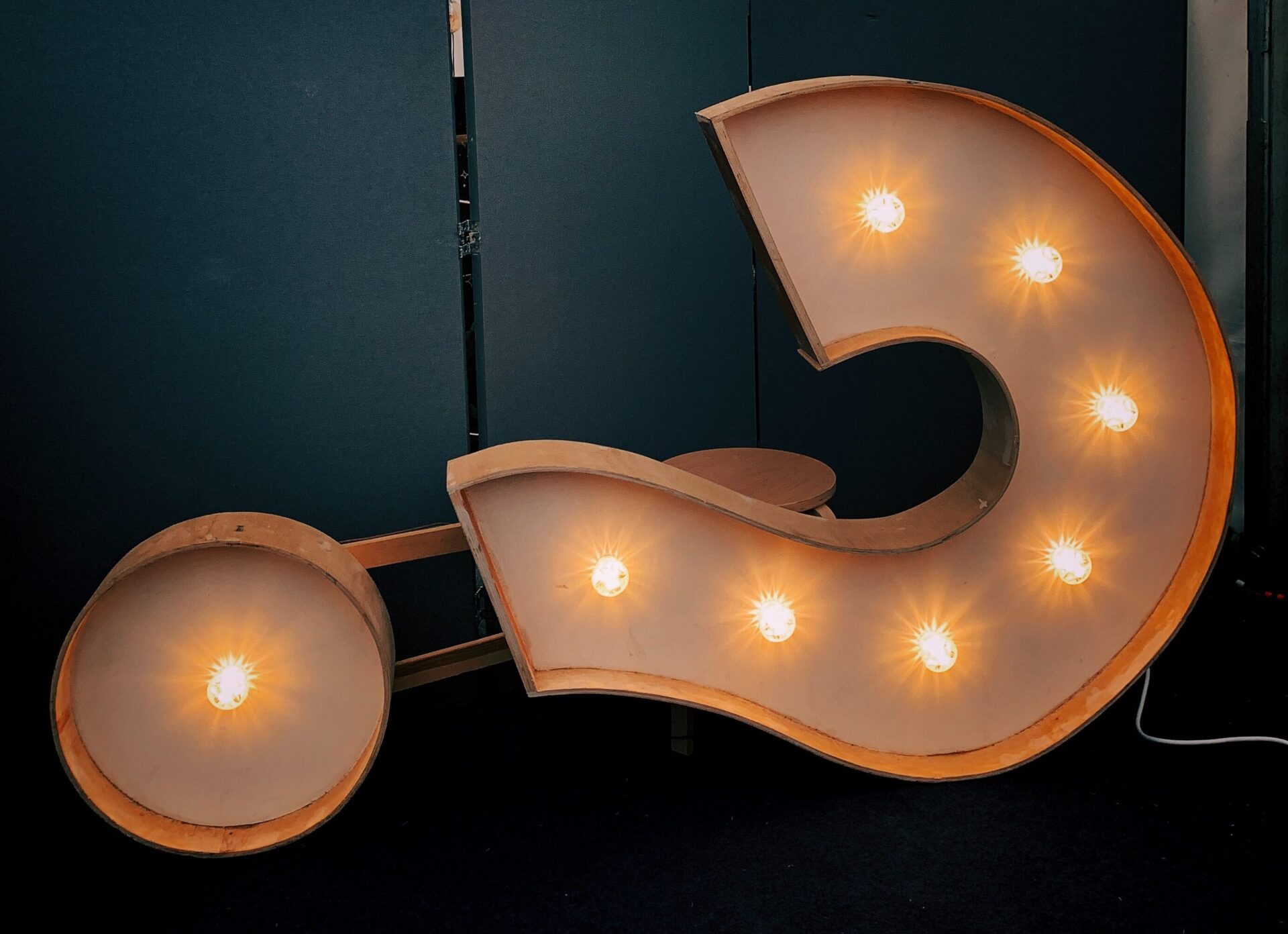 Question mark that is lit up