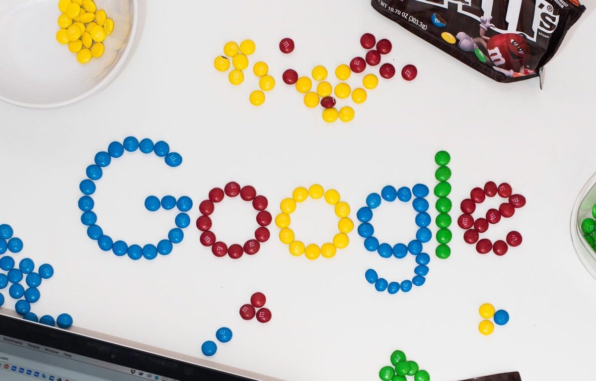 google spelled out in candy