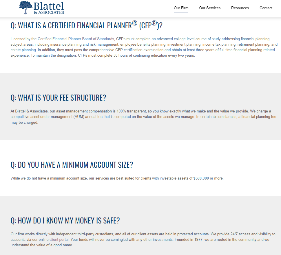 Blattel and Associates example