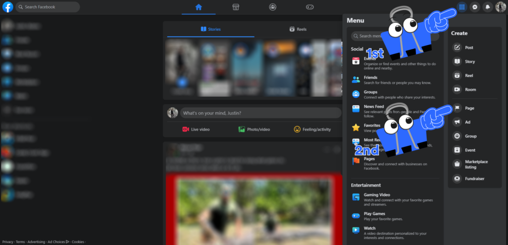 facebook main homescreen