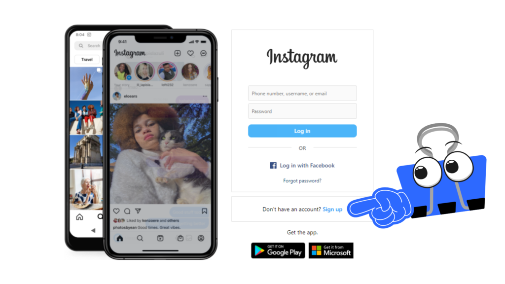 Instagram login and sign up page
