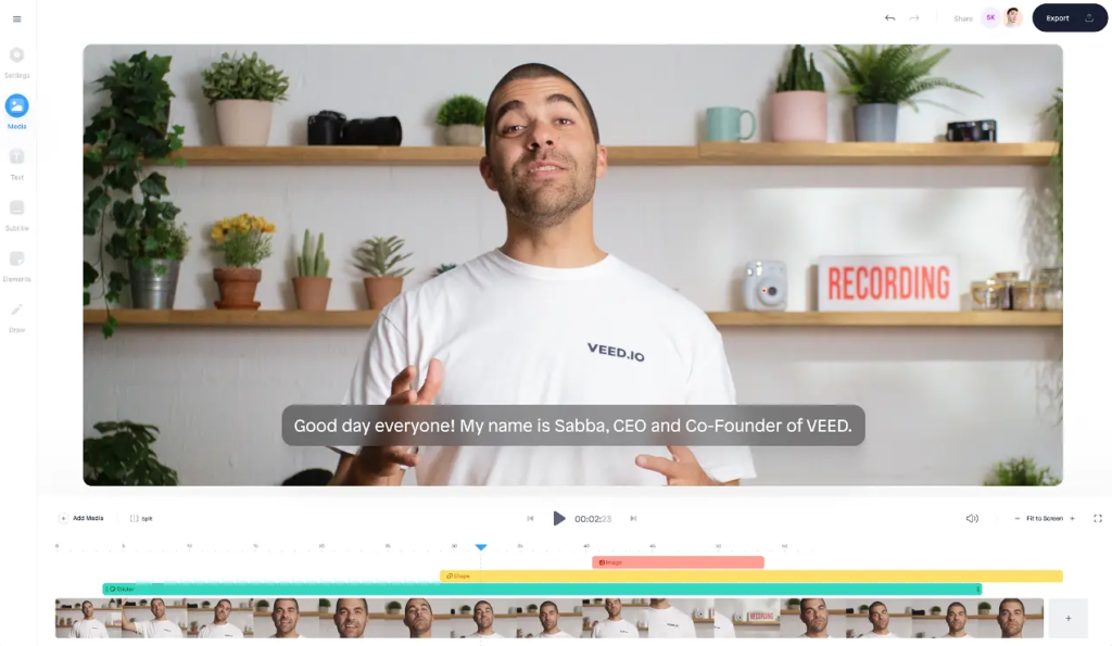 veed video editing website