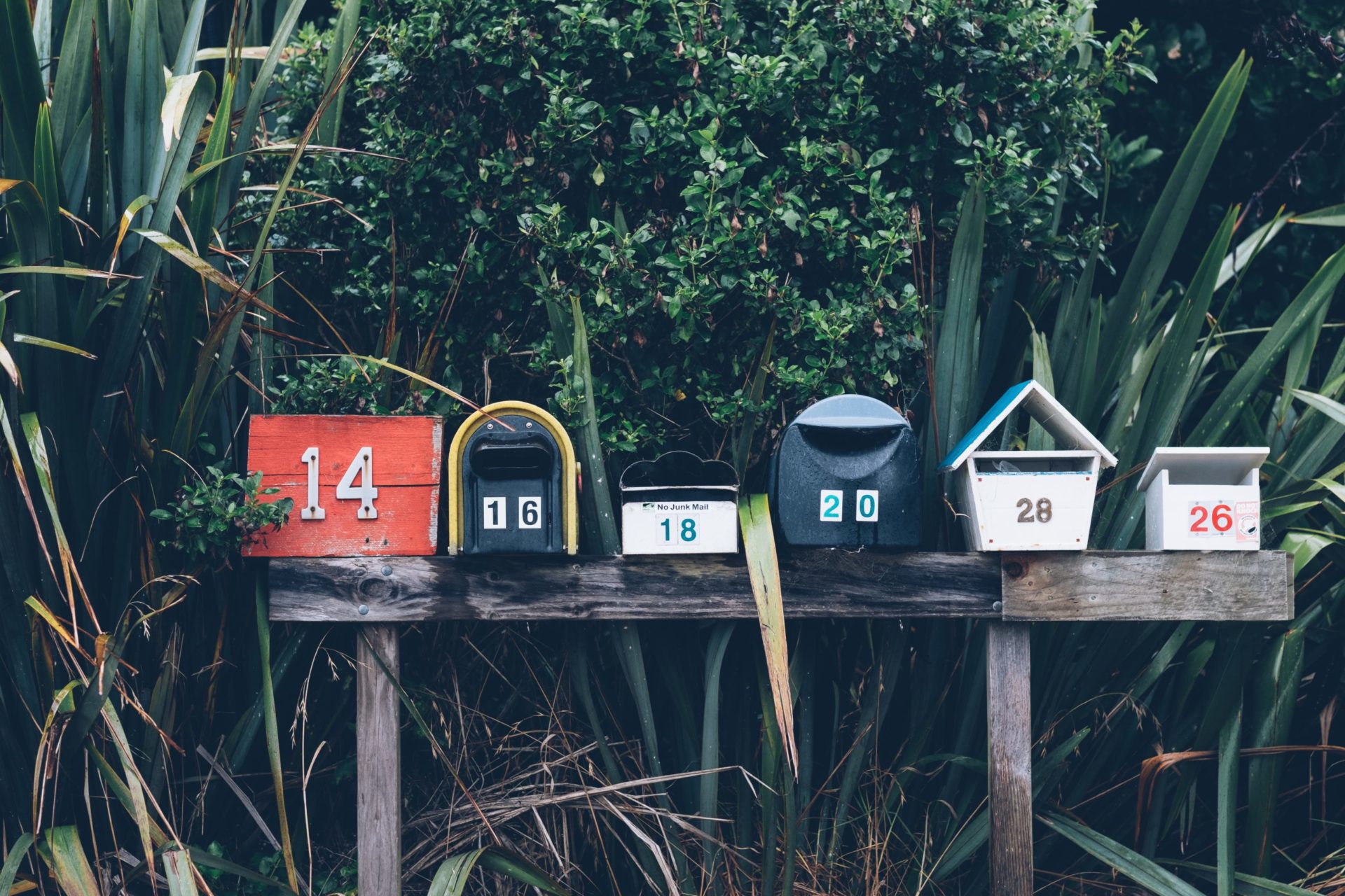mailboxes lined up in a row