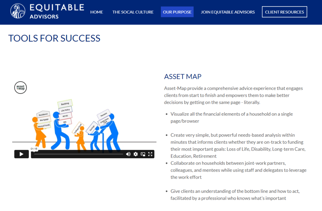 Equitable Advisors asset map page