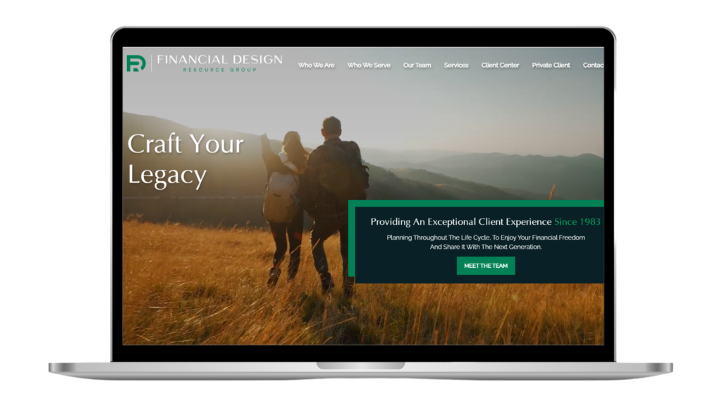 Financial Design advisor websites homepage
