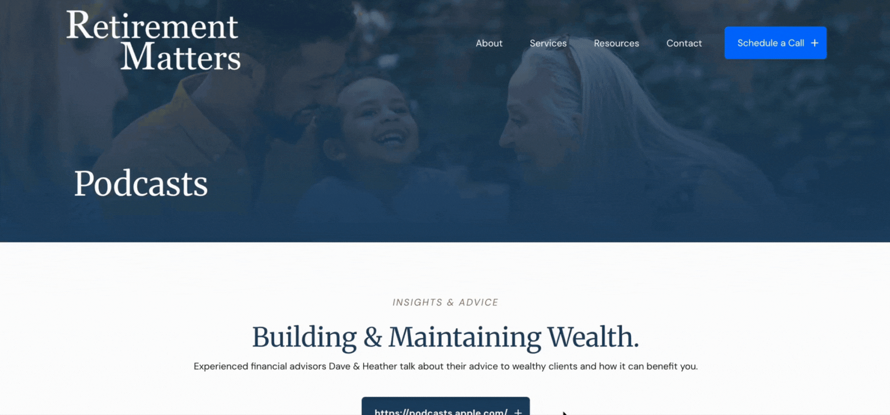 podcast feature on advisor website